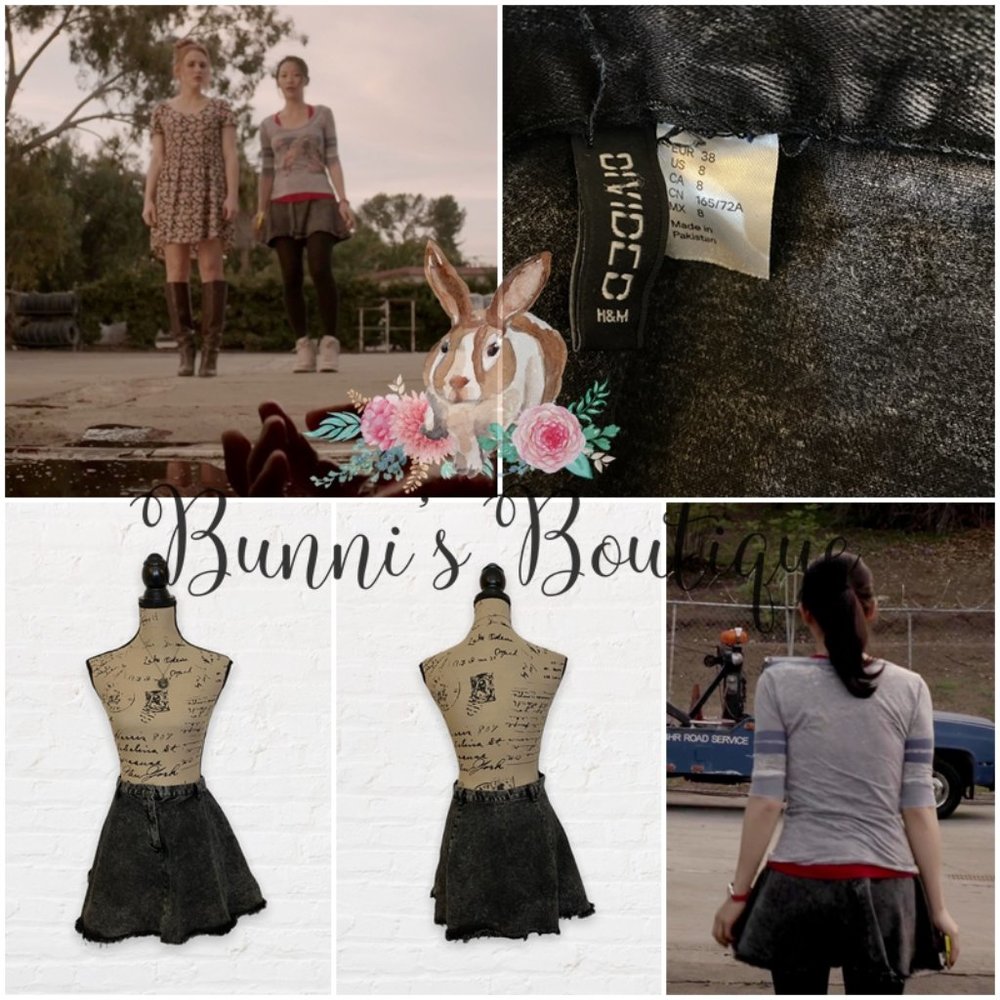 Kira Yukimura's H&M Divided Distressed Denim Circle Skirt Teen Wolf - Picture 6 of 7